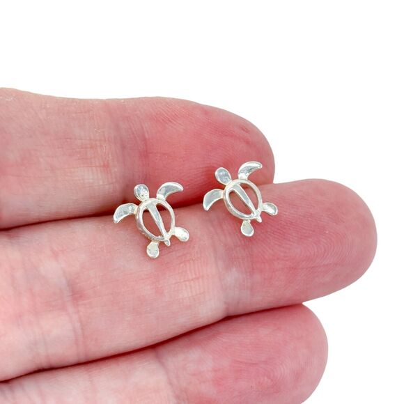 Vintage Sterling Silver 925 Turtle Stud Earrings - Picture 1 of 6